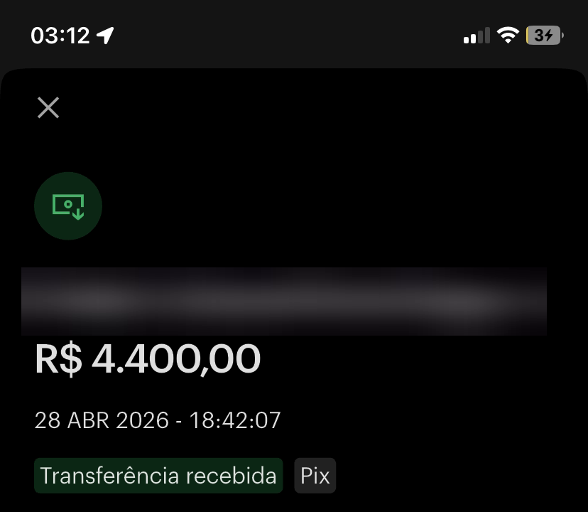 Pix de R$ 4.400 recebido
